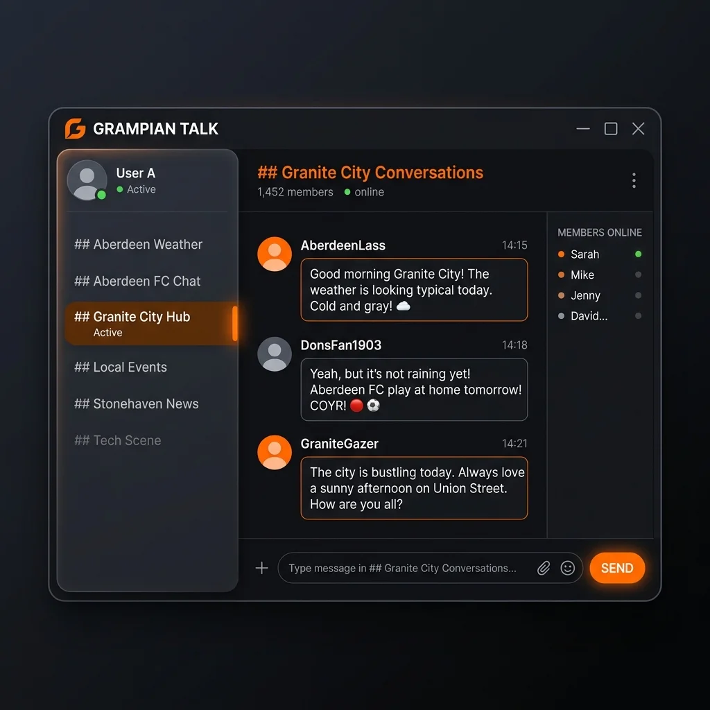General Birmingham chat room interface showing diverse conversation topics
